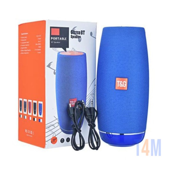 Altavoz Bluetooth Portátil T&G TG-108 Llamadas Manos Libres/TF/AUX/FM Azul